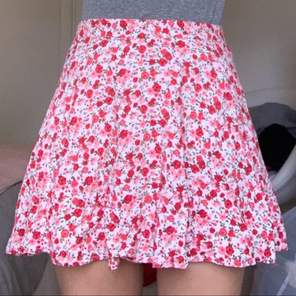 Rose print skater skirt